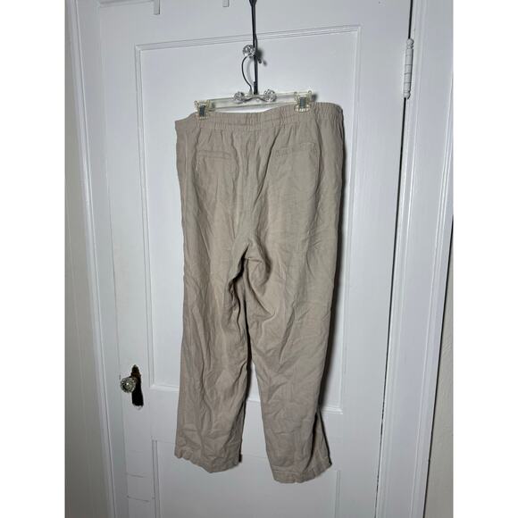 Cato Khaki Drawstring Pull On Tan Relaxed Cotton Linen Pants Women's Size XL - Picture 6 of 6